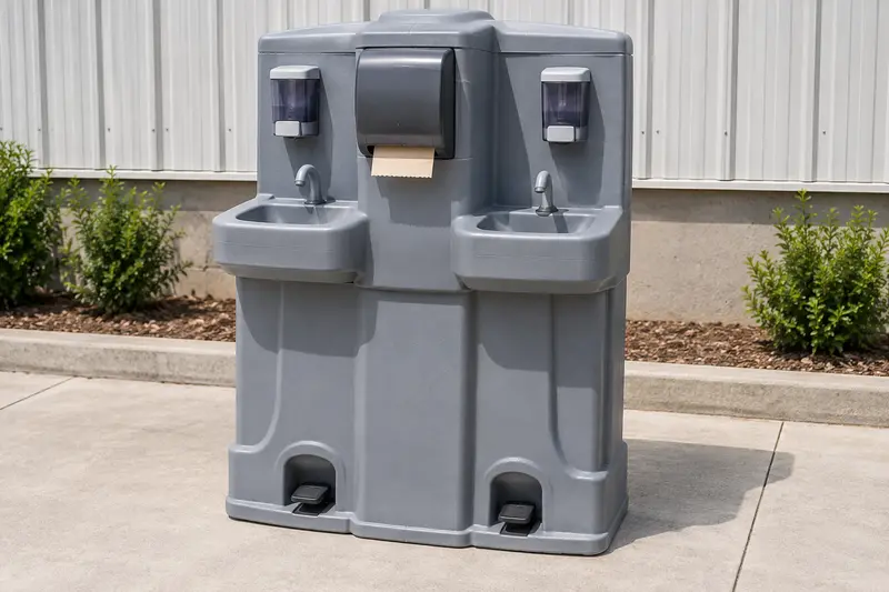 Handwashing station with basins and dispensers